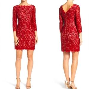 XS Adrianna Papell Red Lace Cocktail Dress (size 2P)